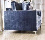 Jodie Satin Blue Microfiber Sofa (Oversized)