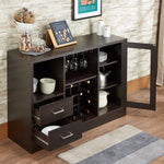 Joice Espresso Wood Server with Wine Bottle Rack