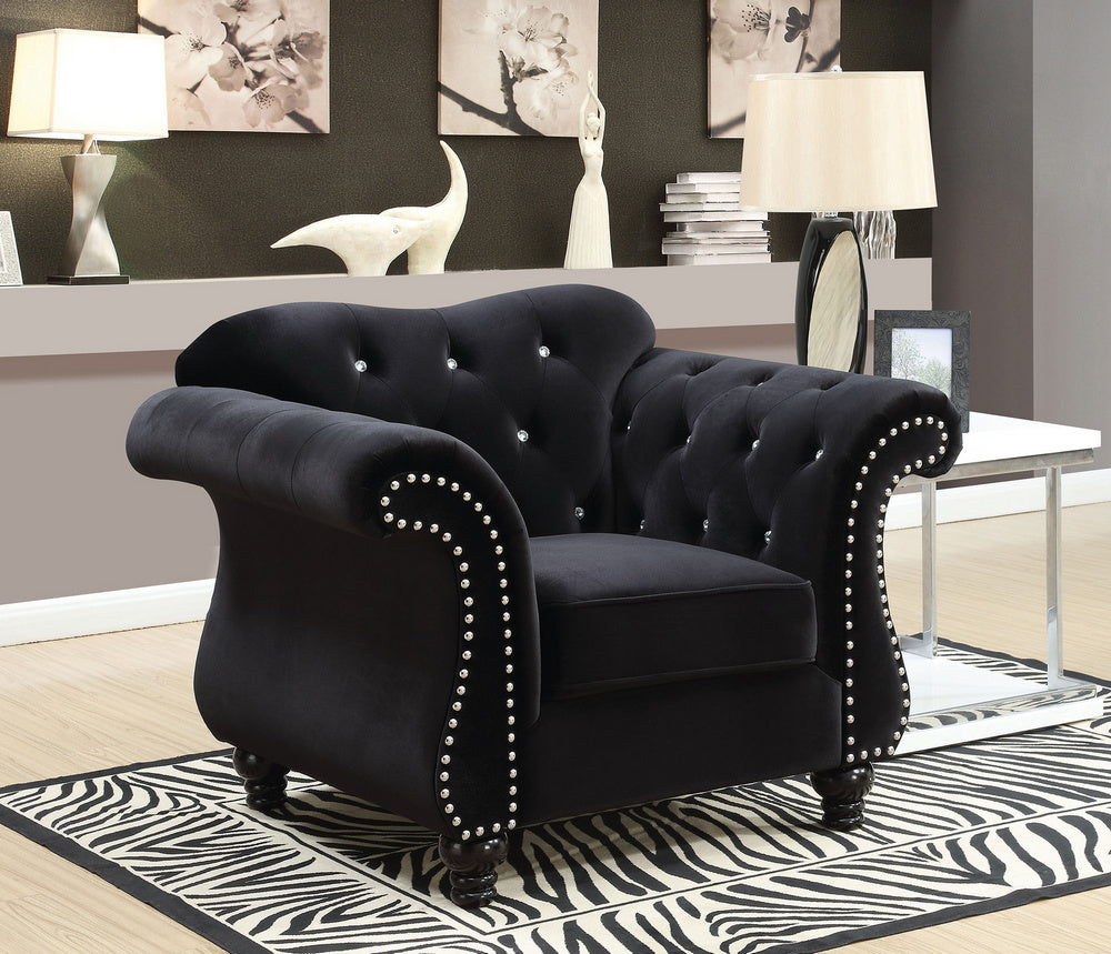 Jolanda Black Flannelette Glam Chair