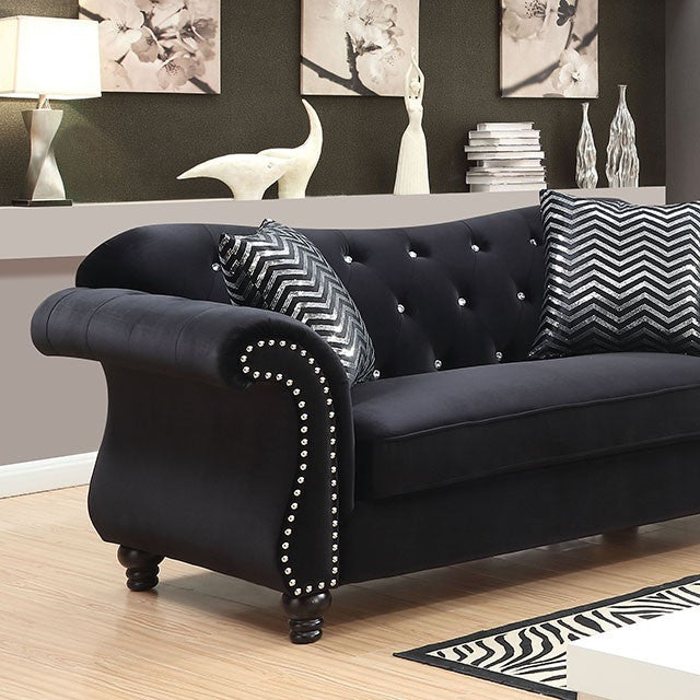 Jolanda Black Flannelette Glam Loveseat