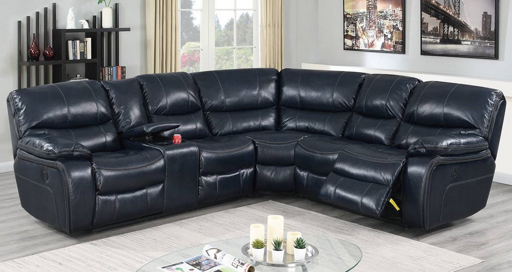 Joye 3-Pc Ink Blue Power Recliner Sectional Sofa