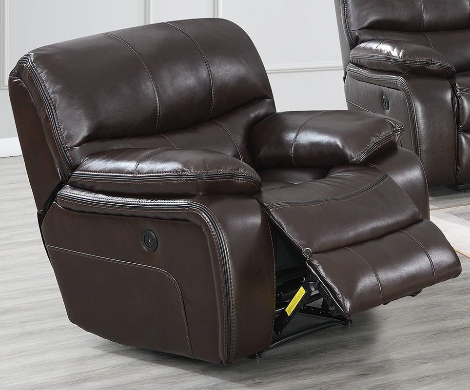 Joye Dark Brown Gel Leatherette Power Recliner