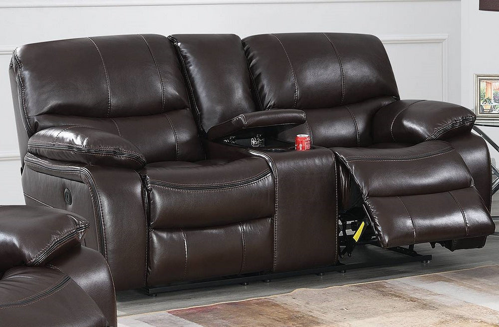 Joye Dark Brown Gel Leatherette Power Recliner Loveseat