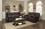 Jude Brown Manual Recliner Sofa w/Drop-Down Cup Holders