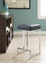 Judit Black Leatherette/Chrome Metal Counter Height Stool