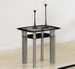 Kamilla 3-Pc Black Glass/Silver Metal Table Set