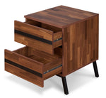 Karine Walnut/Sandy Black Wood 2-Drawer End Table