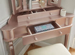 Kasey Rose Pink Wood Vanity with Mirror & Stool