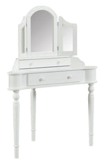 Kasey White Wood Vanity with Mirror & Stool