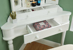 Kasey White Wood Vanity with Mirror & Stool