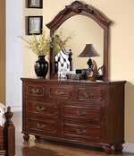 Katalin Cherry Wood 7-Drawer Dresser with Mirror