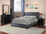 Kaur Blue Grey Polyfiber Queen Bed with Nailhead Trim