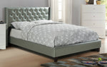 Kaur Silver Faux Leather Full Bed with Nailhead Trim