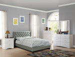 Kaur Silver Faux Leather/Wood Queen Bed with Nailhead Trim