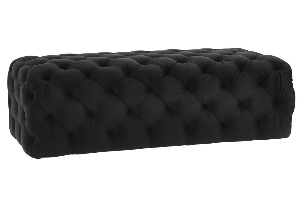 Kaylee Black Velvet Button Tufted Ottoman