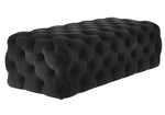 Kaylee Black Velvet Button Tufted Ottoman