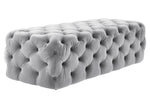 Kaylee Grey Velvet Button Tufted Ottoman