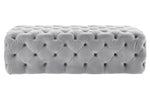 Kaylee Grey Velvet Button Tufted Ottoman