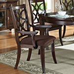 Keenan 2 Dark Walnut Wood/Brown Microfiber Arm Chairs