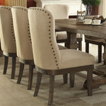 Landon 2 Beige Linen/Salvage Brown Wood Side Chairs