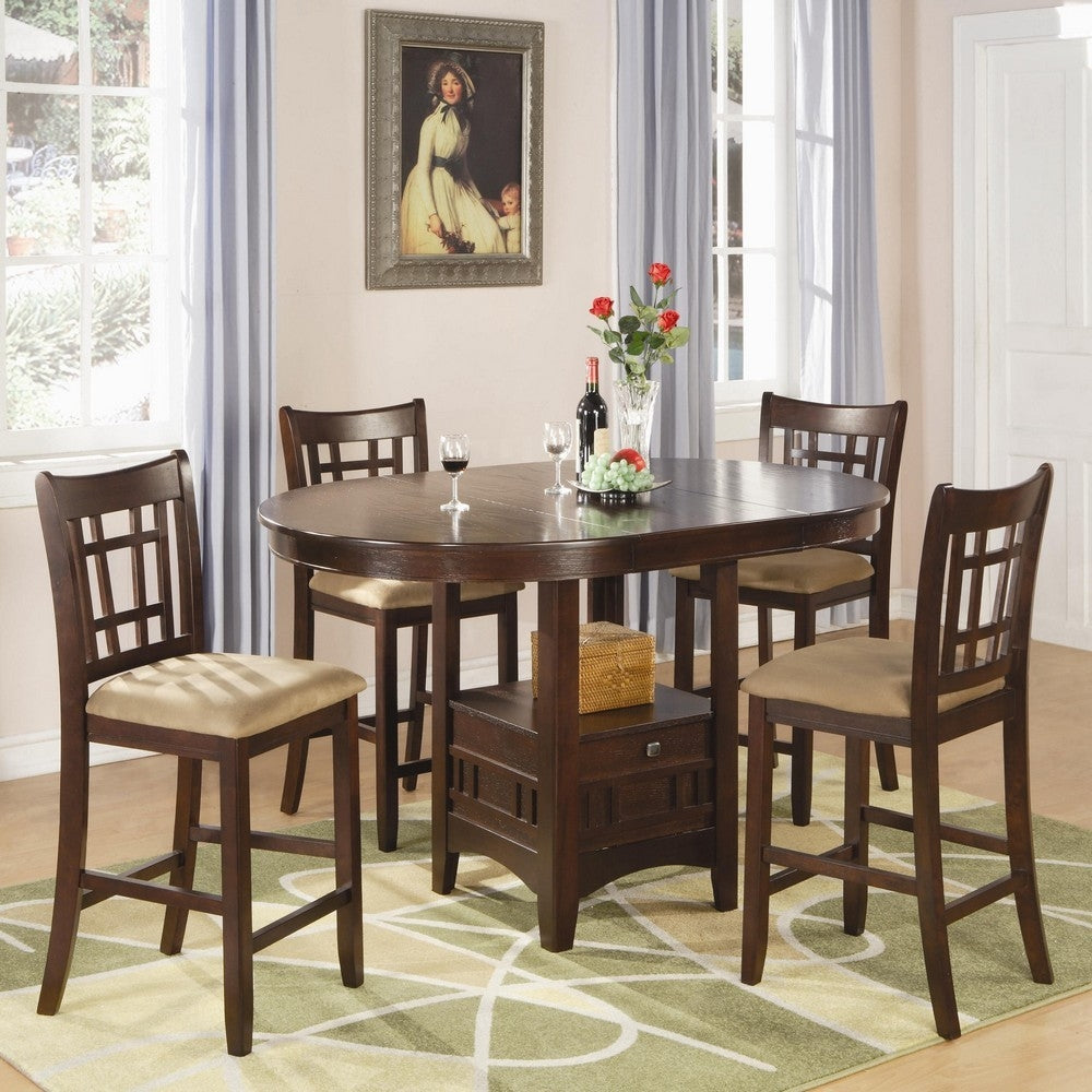 Lavon 5-Pc Warm Brown Wood Counter Height Table Set