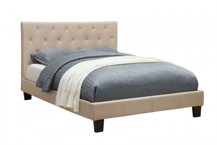 Leeroy Contemporary Ivory Fabric Queen Bed