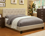 Leeroy Contemporary Ivory Fabric Queen Bed