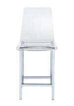 Leifr 2 Chrome Counter Height Stools with Clear Acrylic Seat