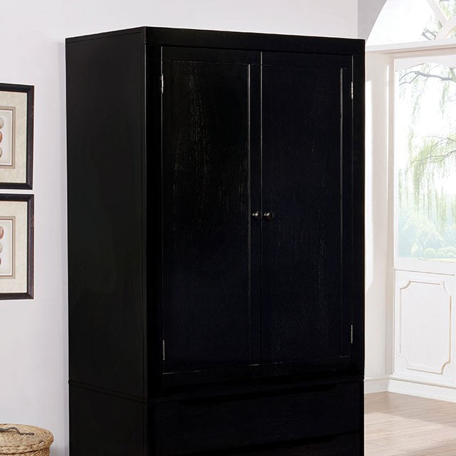 Lennart II Black Wood Armoire