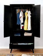 Lennart II Black Wood Armoire