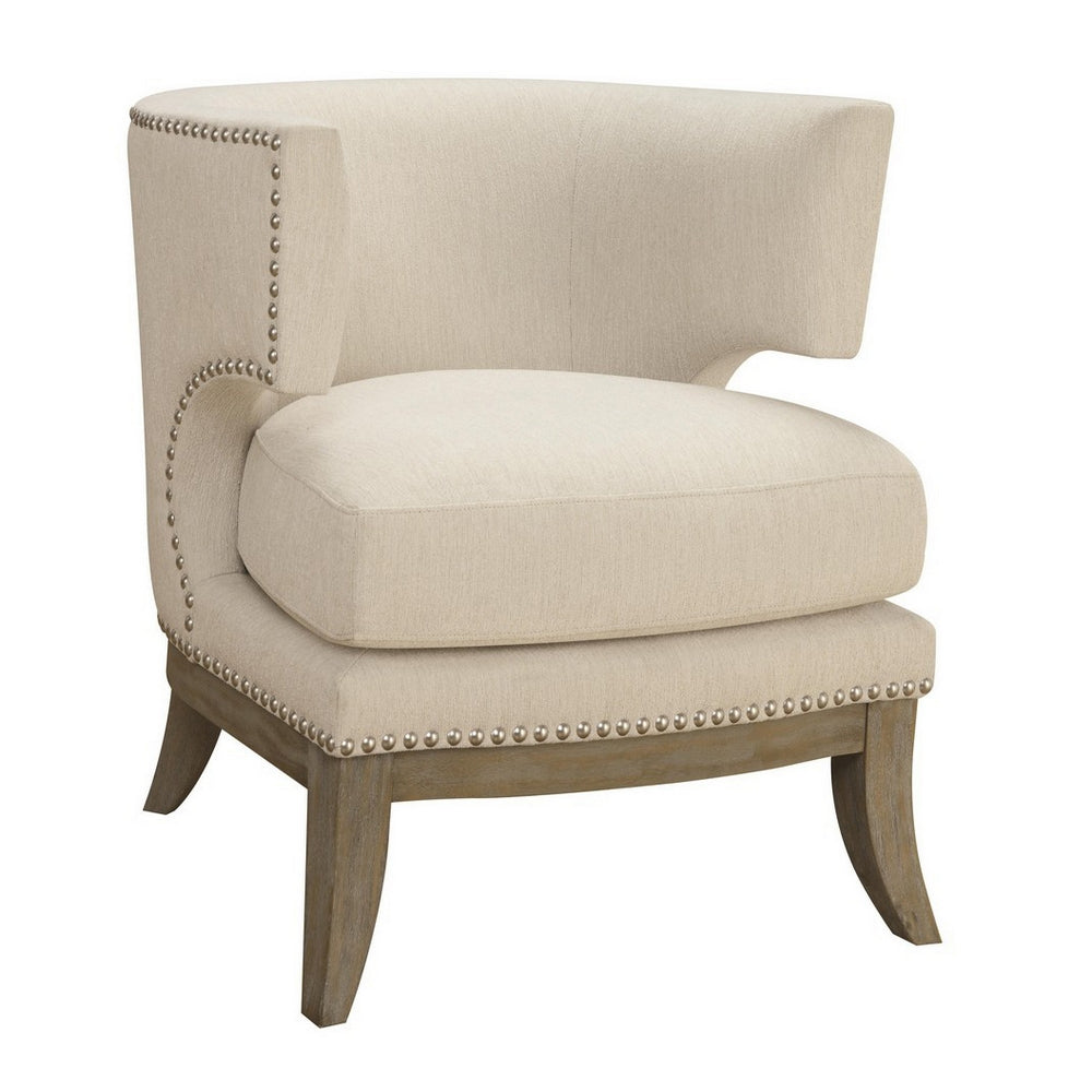 Leontina White Chenille Accent Chair