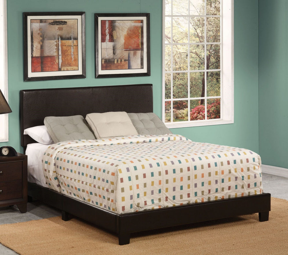 Lien Espresso PU Leather Queen Bed