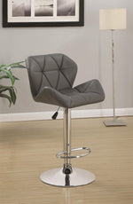 Linn 2 Chrome Bar Stools with Grey Leatherette Covered Seat