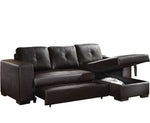 Lloyd Black PU Leather Sectional Sofa with Sleeper & Storage