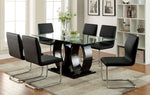 Lodia Black Wood Dining Table with Glass Top