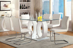 Lodia White Wood Dining Table with Glass Top