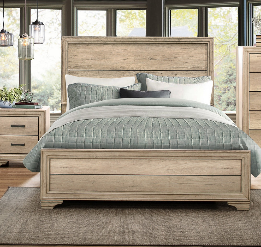 Lonan Modern Rustic Wood King Bed