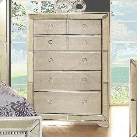 Loraine Champagne Chest with Mirror Panels