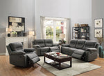 Loretta Slate Blue Leatherette Manual Recliner Loveseat