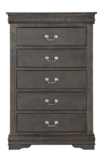 Louis Philippe Dark Gray Wood 5-Drawer Chest