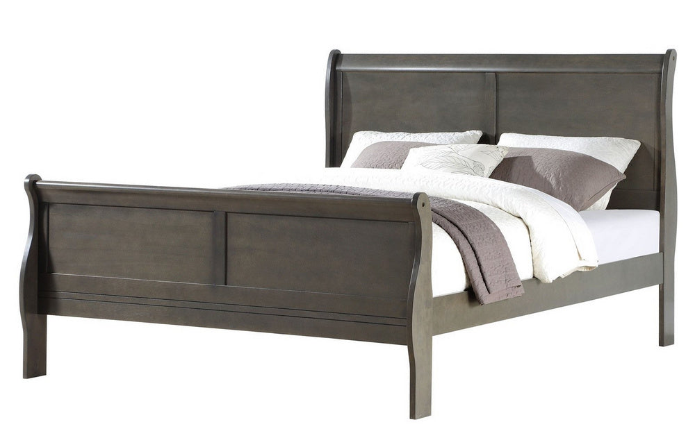 Louis Philippe Dark Gray Wood Full Sleigh Bed