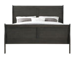 Louis Philippe Dark Gray Wood King Sleigh Bed