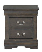 Louis Philippe Dark Gray Wood 2-Drawer Nightstand