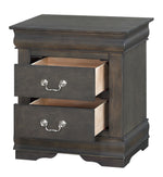 Louis Philippe Dark Gray Wood 2-Drawer Nightstand