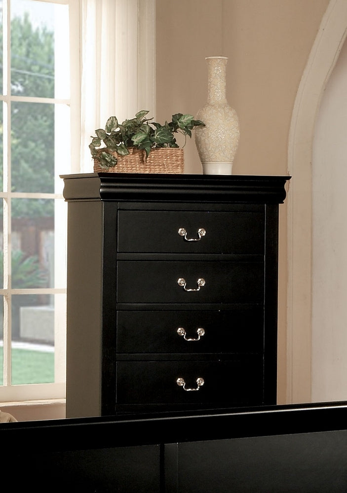 Louis Philippe III Black Wood 5-Drawer Chest