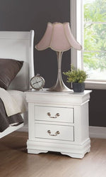 Louis Philippe White Wood 2-Drawer Nightstand