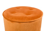 Luna Cognac Velvet Ottoman with Button Tufted Top