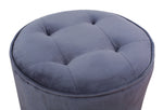 Luna Grey Velvet Ottoman with Button Tufted Top