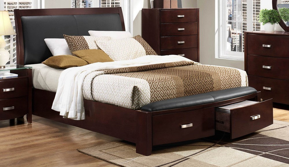 Lyric Dark Espresso Wood Cal King Sleigh Storage Bed