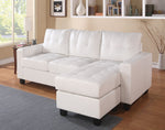 Lyssa White Bonded Leather Match RAF Sectional Sofa with Ottoman